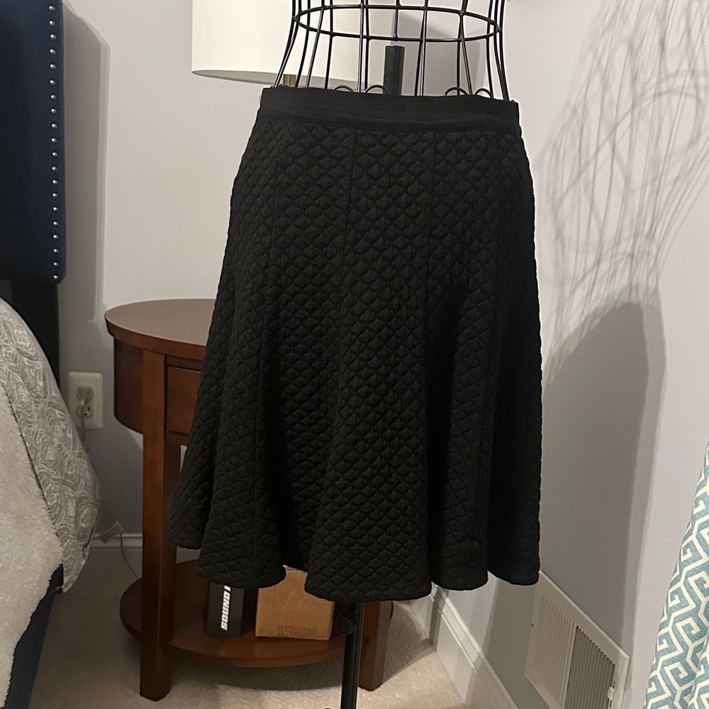 Rebecca Taylor Black Quilted Skater Skirt